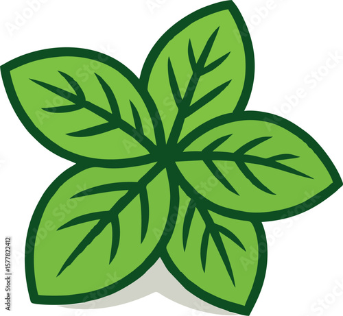 Minimalist Peppermint Leaves Logo Vector – Flat Design Green Herb Icon
