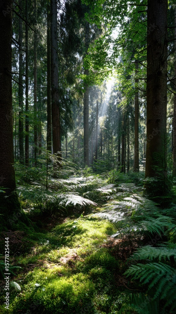 Obraz premium Enchanted Forest: Dance of Light and Shadow