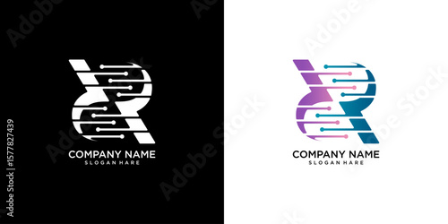 R, RR, technology letter logo