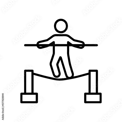 line icon Tightrope Walking on white background vector
Vector line icon on white background