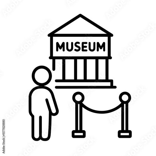 line icon Visiting a museum on white background vector
Vector line icon on white background