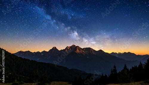 Wallpaper Mural Milky Way over mountains at dawn (1) Torontodigital.ca