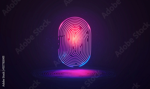 Wallpaper Mural A vibrant digital fingerprint design with glowing lines and particles, symbolizing security and technology. Torontodigital.ca