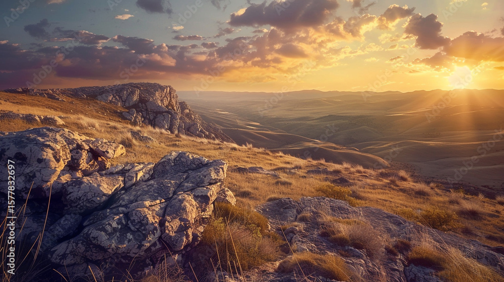 Obraz premium Beautiful landscape sunset mountain range view