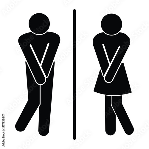 Female Male Restroom icon vector design. Girls and boys restroom pictograms symbol and sign. Male and female bathroom, toilet door sign vector illustration.