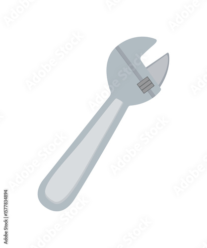 Metal adjustable wrench. Vector illustration.