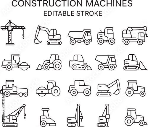vector illustration of construction machines
