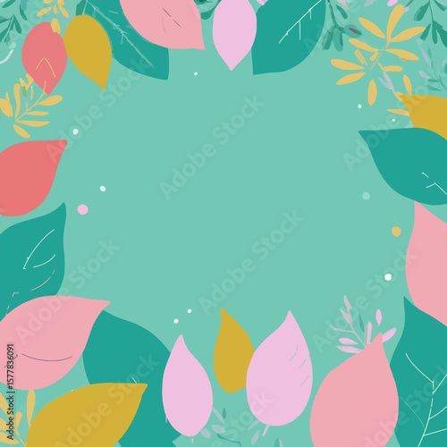 Colorful Leaf Frame Background