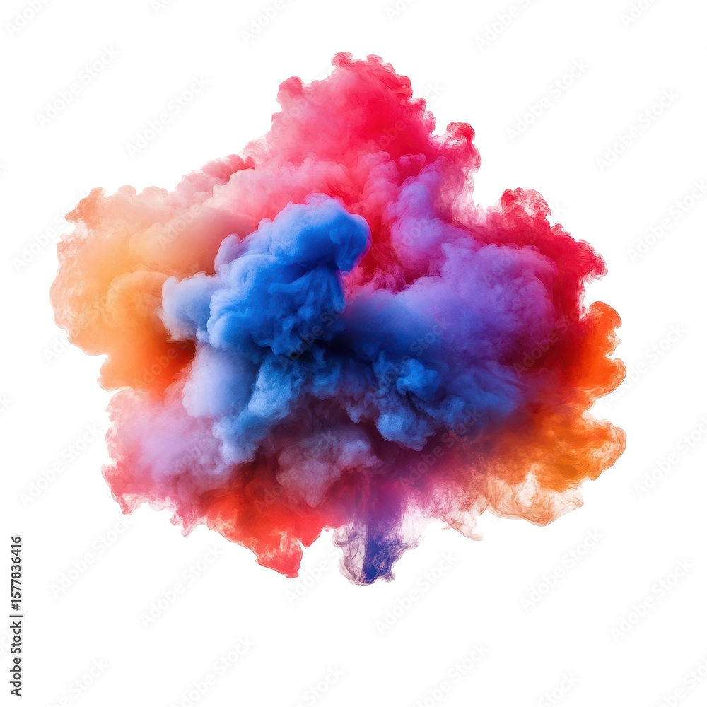 Fototapeta premium colorful smoke explosions and blasts, series of colorful smoke blasts erupt, isolated on transparent background