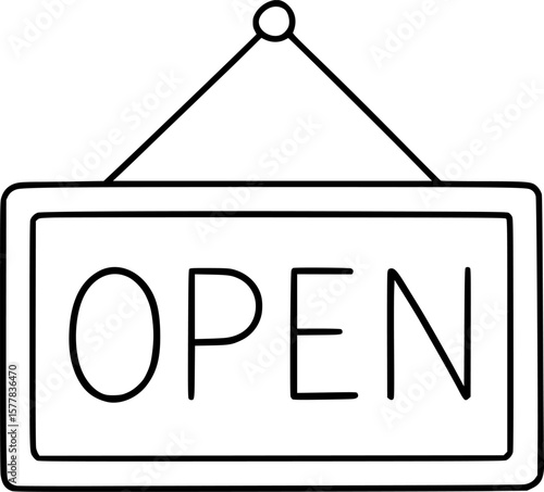 Open Sign on Storefront Window Invites Customers for Shopping