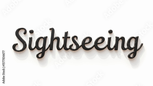 Black lettering displayed on a plain surface showing tourism