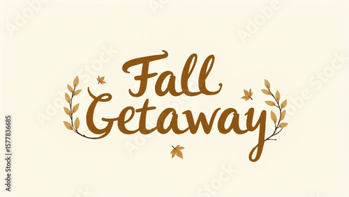 Fall Getaway invitation with seasonal Leaves in warm Brown Tones