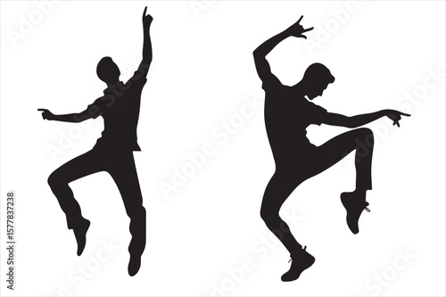 "Male Dancer Silhouettes – Expressive Street Dance Vector Illustration"

