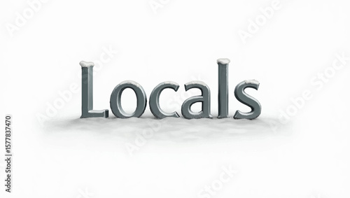 Locals three dimensional text with snow on top against plain background