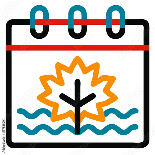 Autumn calendar icon marks autumn leaves on a calendar page. Minimalist autumn calendar concept for seasonal designs, promotions, or event reminders.