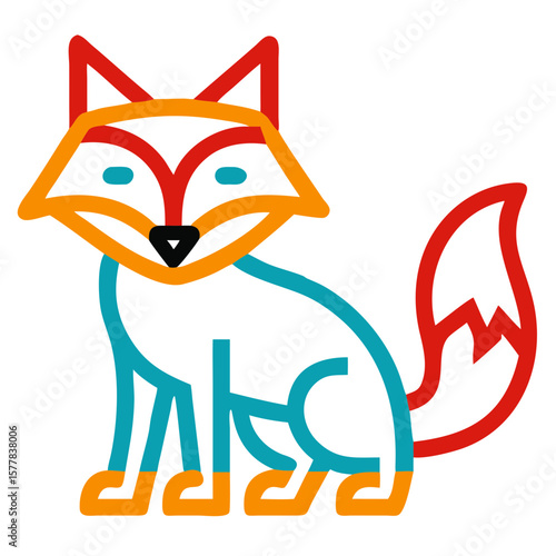Fox illustration presents stylized animal with geometric shapes in vibrant colors. Fox illustration on white background showcases design, creating a clean visual impact, fox illustration,
