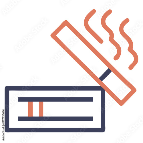 Hot nicotine stick presented in minimalist style, hot nicotine stick shown with fumes coming out. Hot nicotine stick is displayed with its packaging.