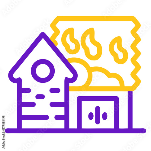 Colorful animal shelter illustration showing house and hay. Animal shelter with structure for wildlife, farm animals and pets needing a new home.