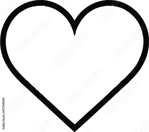 A simple black heart outline against a white background with soft light and shadows creating depth