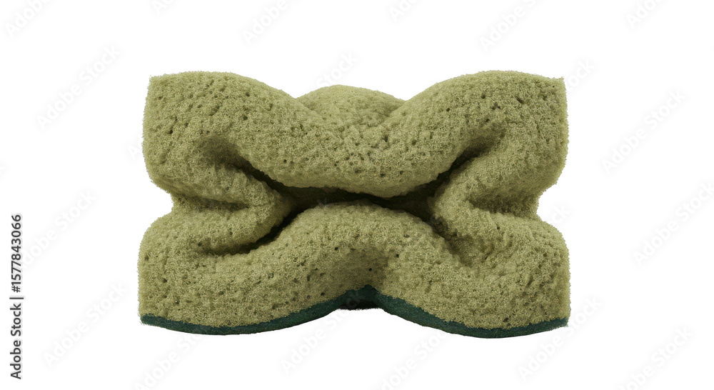 Fototapeta premium Textured green sponge in unique shape for cleaning tasks 