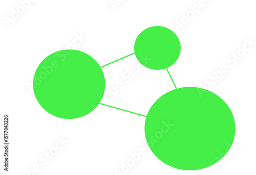 Three green circles connected by a line into a triangle