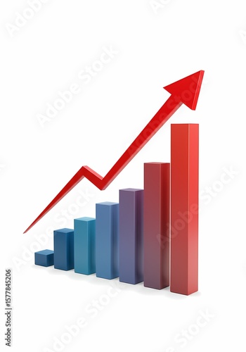 Ascending Bar Chart with Red Arrow Showing Upward Growth on White Background Free Download Ascending Bar Chart with Red Arrow Showing Upward Growth on White Background - GFXLoad