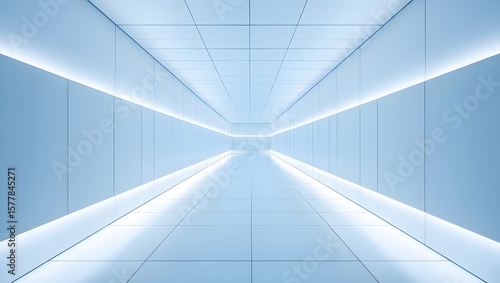 Abstract Perspective of a Blue Hallway - Geometric Illusion