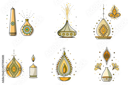 Ultrasonic aromatherapy diffuser icon set for spa blogs, relaxation products, wellness websites, education, awareness and home design projects