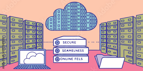 Data storage and technology concept servers cloud