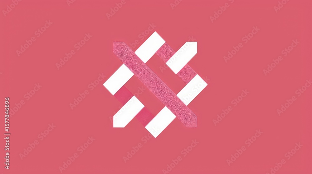 Obraz premium Abstract Pink and Red Cross Mark with Brush Strokes on a Dark Background