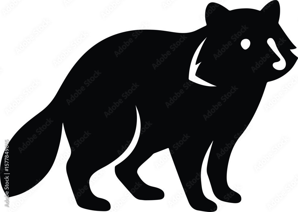 Obraz premium Silhouette raccoon standing profile cute animal wildlife Vector illustration