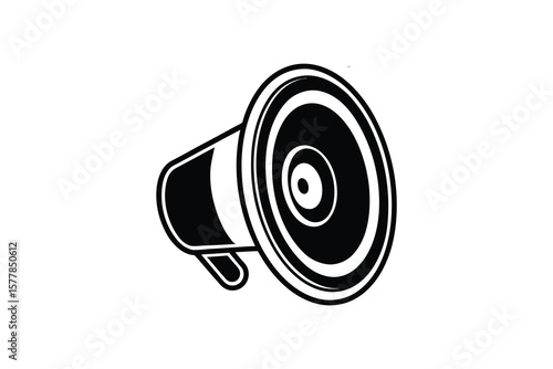 Megaphone or Loudspeaker Icon in Black and White Silhouette