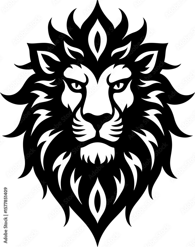 Fototapeta premium Dark Fantasy Tattoo Art Collection – Skulls, Dragons, Hearts & Mythical Creatures lion vector