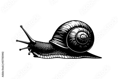 Black Silhouette of a Snail Crawling Forward