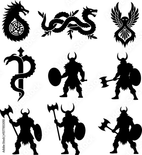 Dark Fantasy Tattoo Art Collection – Skulls, Dragons, Hearts & Mythical Creatures lion vector

