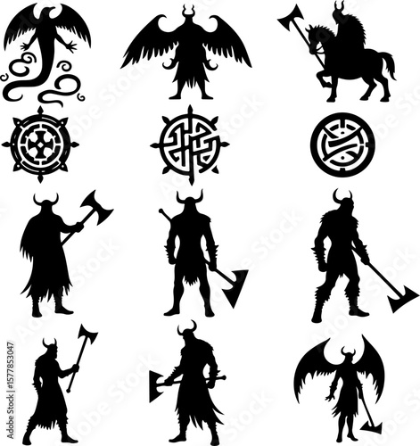 Dark Fantasy Tattoo Art Collection – Skulls, Dragons, Hearts & Mythical Creatures lion vector

