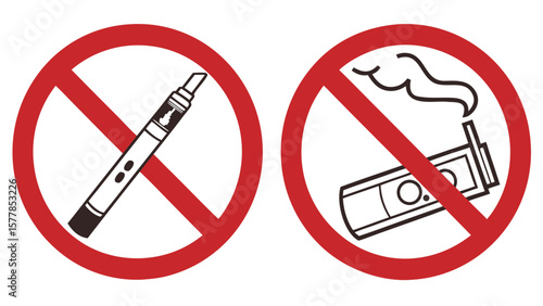 No vaping and smoking area sign vector illustration for public health and safety awareness campaign