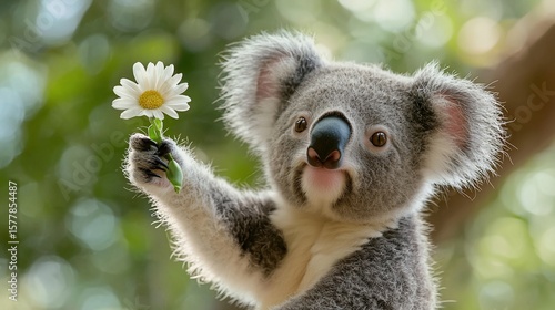 Cute koala holding flower (1)