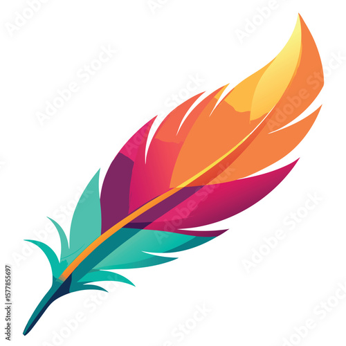 imagine a vibrant feather with radiant hues