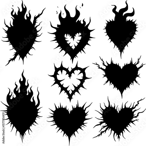 Dark Fantasy Tattoo Art Collection – Skulls, Dragons, Hearts & Mythical Creatures vector

