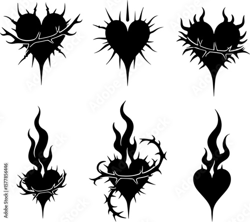 Dark Fantasy Tattoo Art Collection – Skulls, Dragons, Hearts & Mythical Creatures vector

