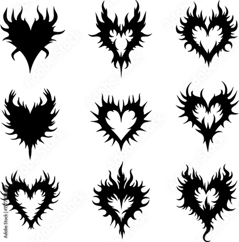 Dark Fantasy Tattoo Art Collection – Skulls, Dragons, Hearts & Mythical Creatures vector

