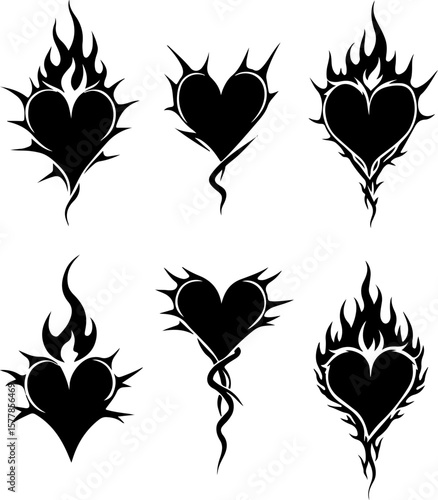 Dark Fantasy Tattoo Art Collection – Skulls, Dragons, Hearts & Mythical Creatures vector

