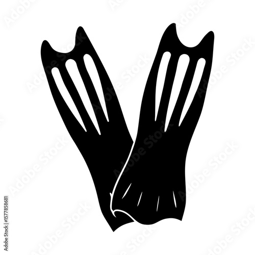 Swimming fins vector scuba diving flippers ocean equipment gear silhouette