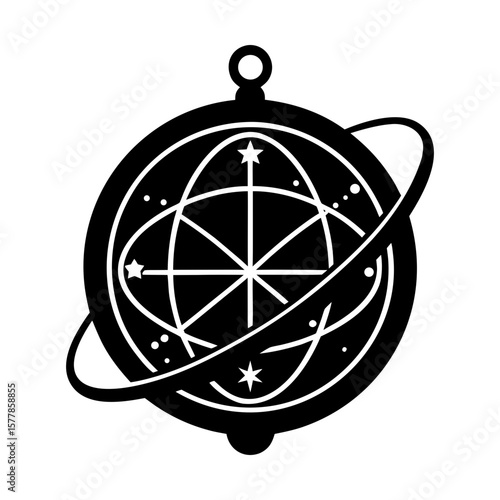 Celestial sphere astrology astronomy cosmos universe science art silhouette