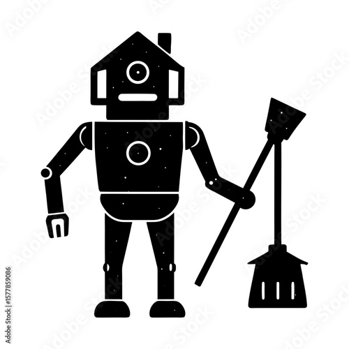 House robot cleaning service vector illustration graphic art silhouette