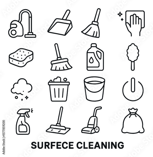 Cleaning tools collection, home maintenance icons. housekeeping and tidying set