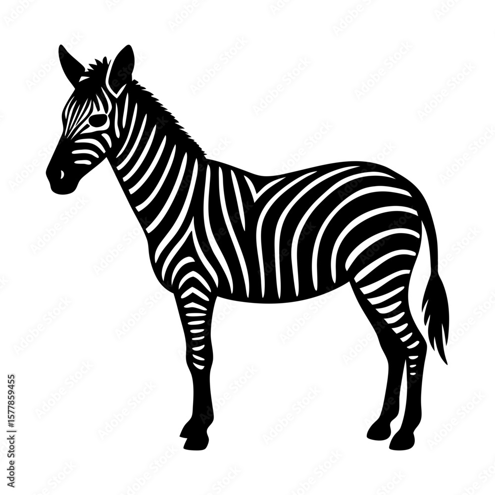 Fototapeta premium Standing zebra animal safari wildlife mammal stripes zoo art silhouette