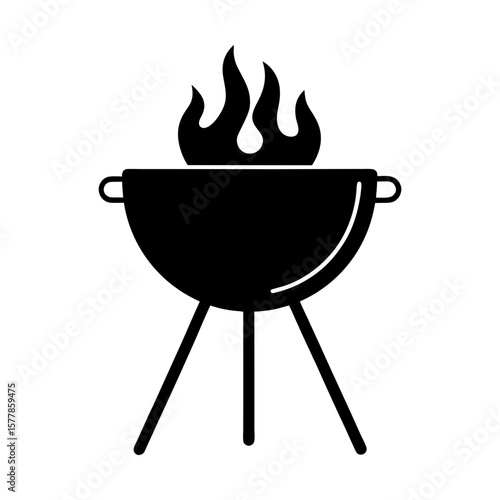 Grilling barbecue grill cooking flame summer outdoor party vector silhouette