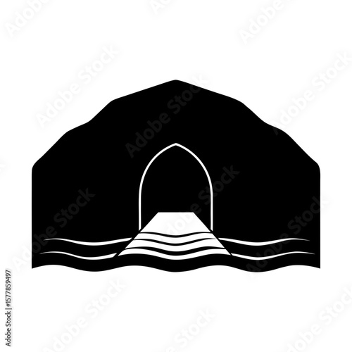 Cave entrance ocean vector seaside cavern adventure graphic art silhouette